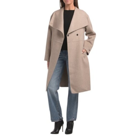 TAHARI Cream Wool Blend Coco Coat - Picture 1 of 2